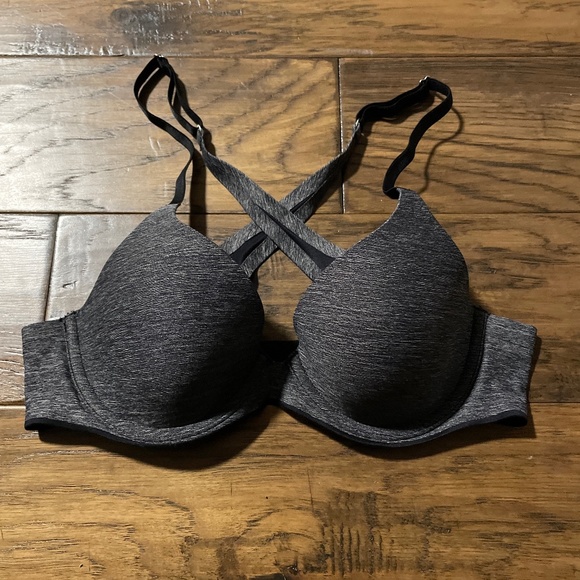 aerie sunnie cross back lightly lined bra grey black size 32B - Picture 1 of 8